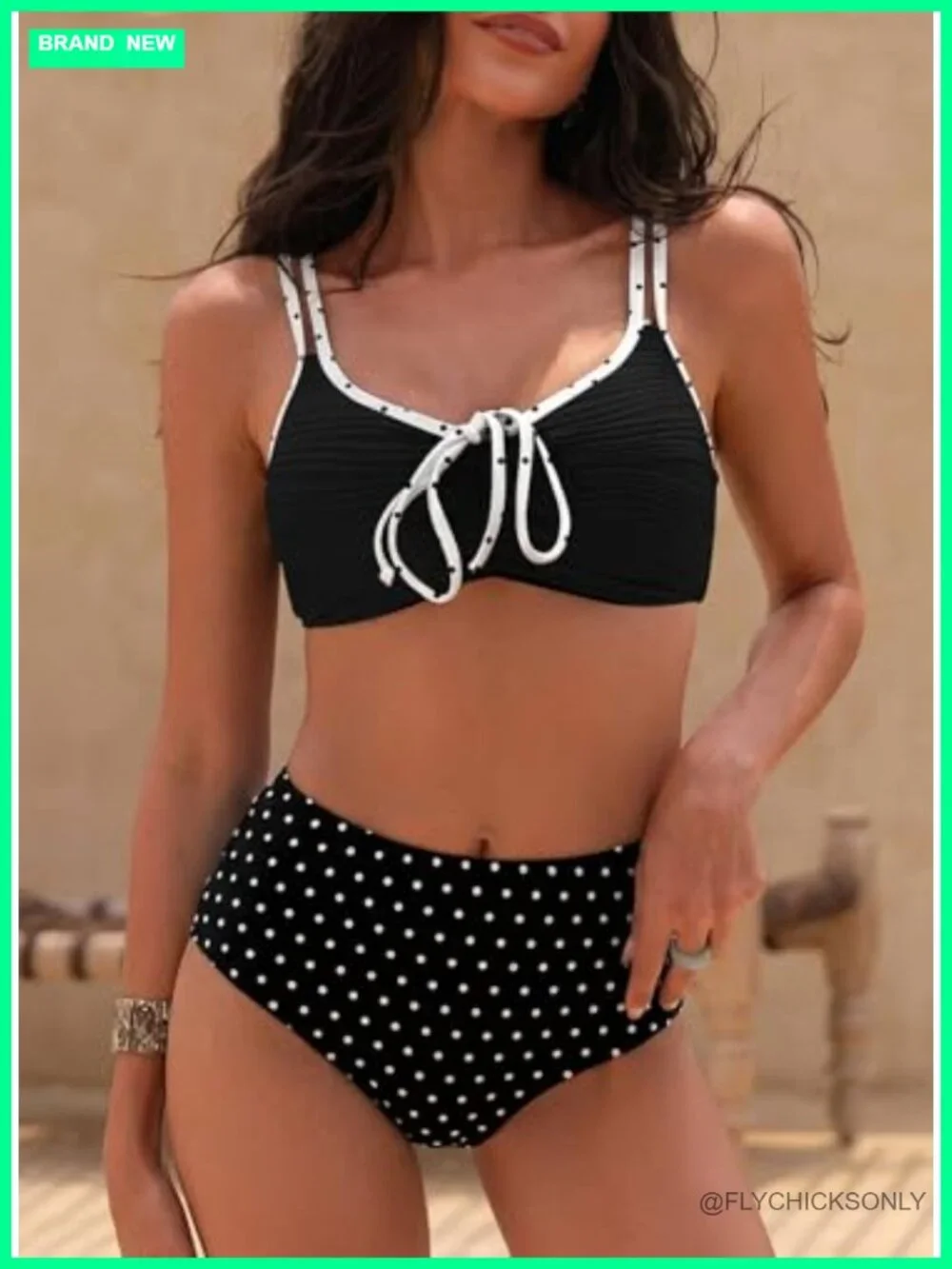 High Waisted Textured Tie Front 2 Piece Bikini Set with Removable Pads